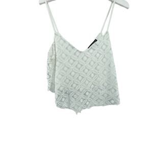 American Dream Girls White Crochet Sleeveless Crop Tank Top Youth Size Small